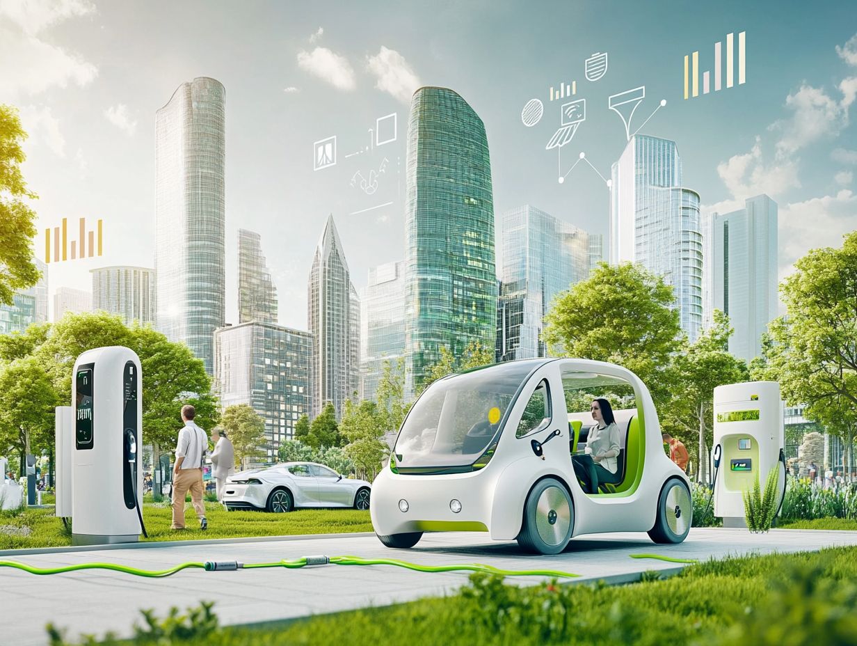 Graph showing predicted growth trends in the electric vehicle market over the next decade.