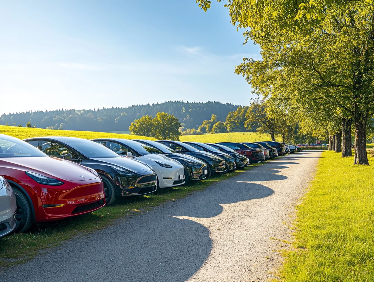 Image showing various charging options for electric vehicles in rural settings.