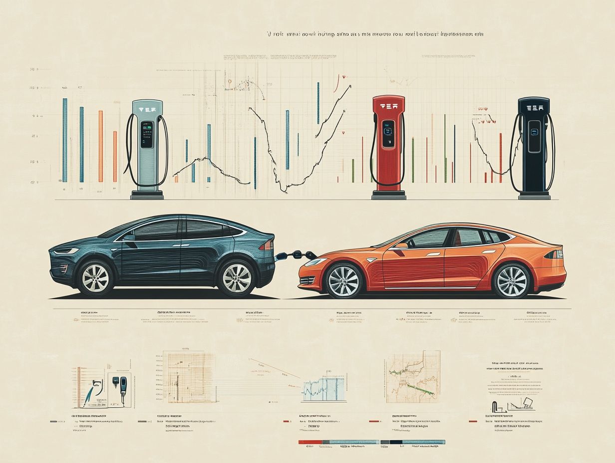 Illustration of various electric vehicle charging stations