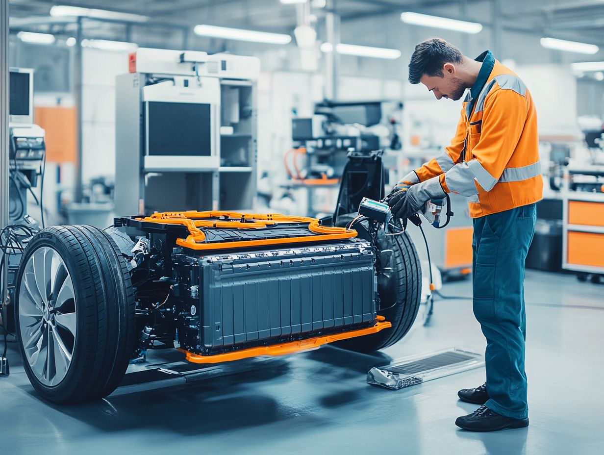 A person performing DIY repairs on an electric vehicle