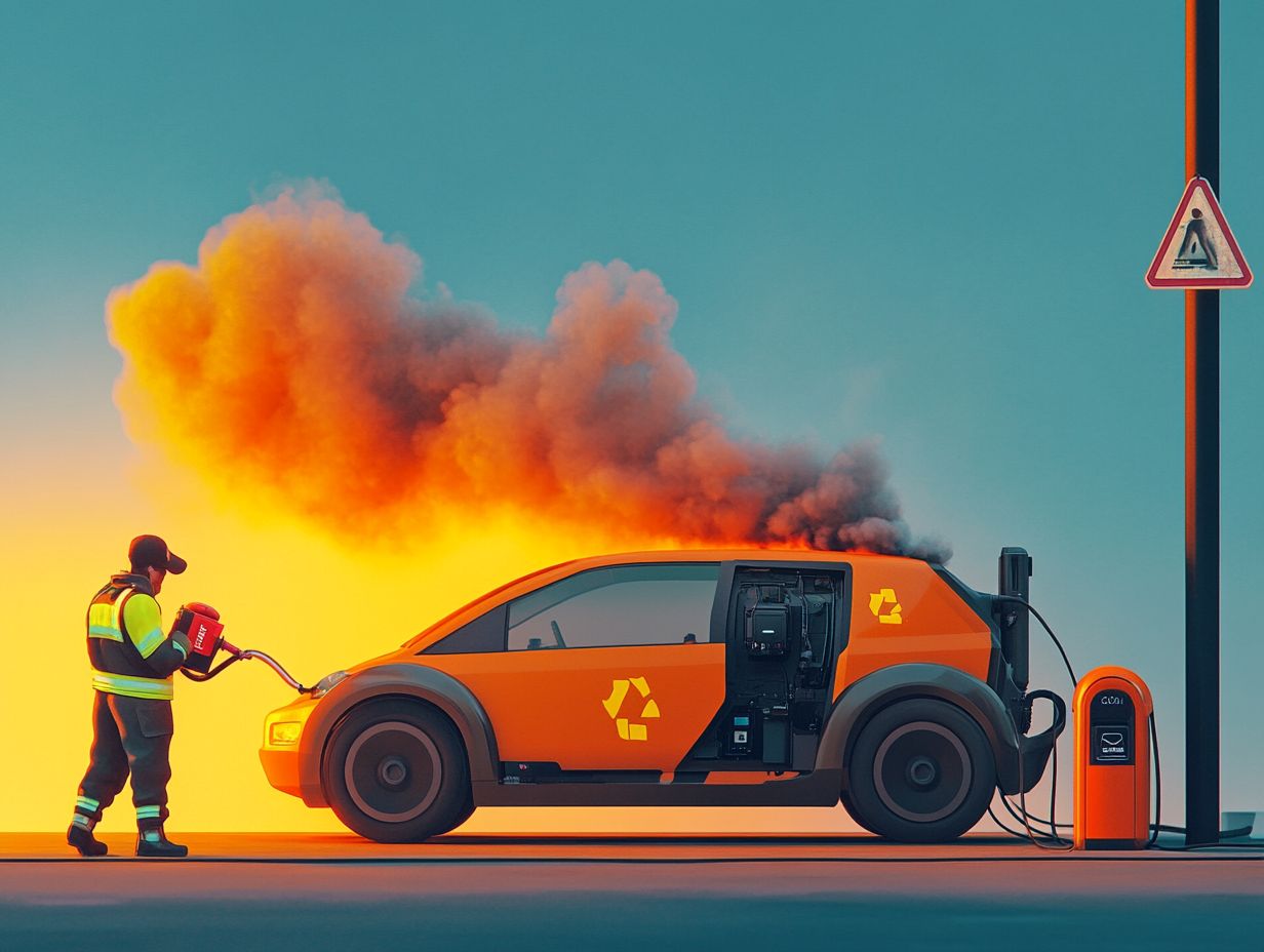 Image illustrating the risks of overheating and fire in EV batteries