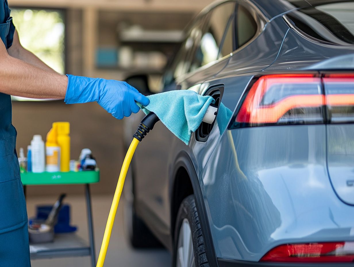 Specialized brushes and microfiber cloths for cleaning EV charging cables