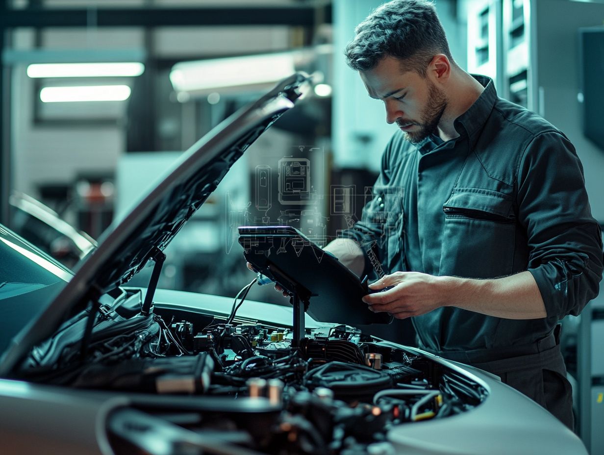 A qualified mechanic working on an electric vehicle