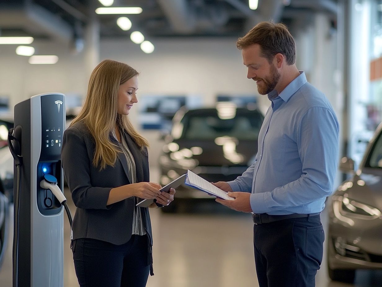 Illustration of electric vehicle charging options with home and public charging stations.