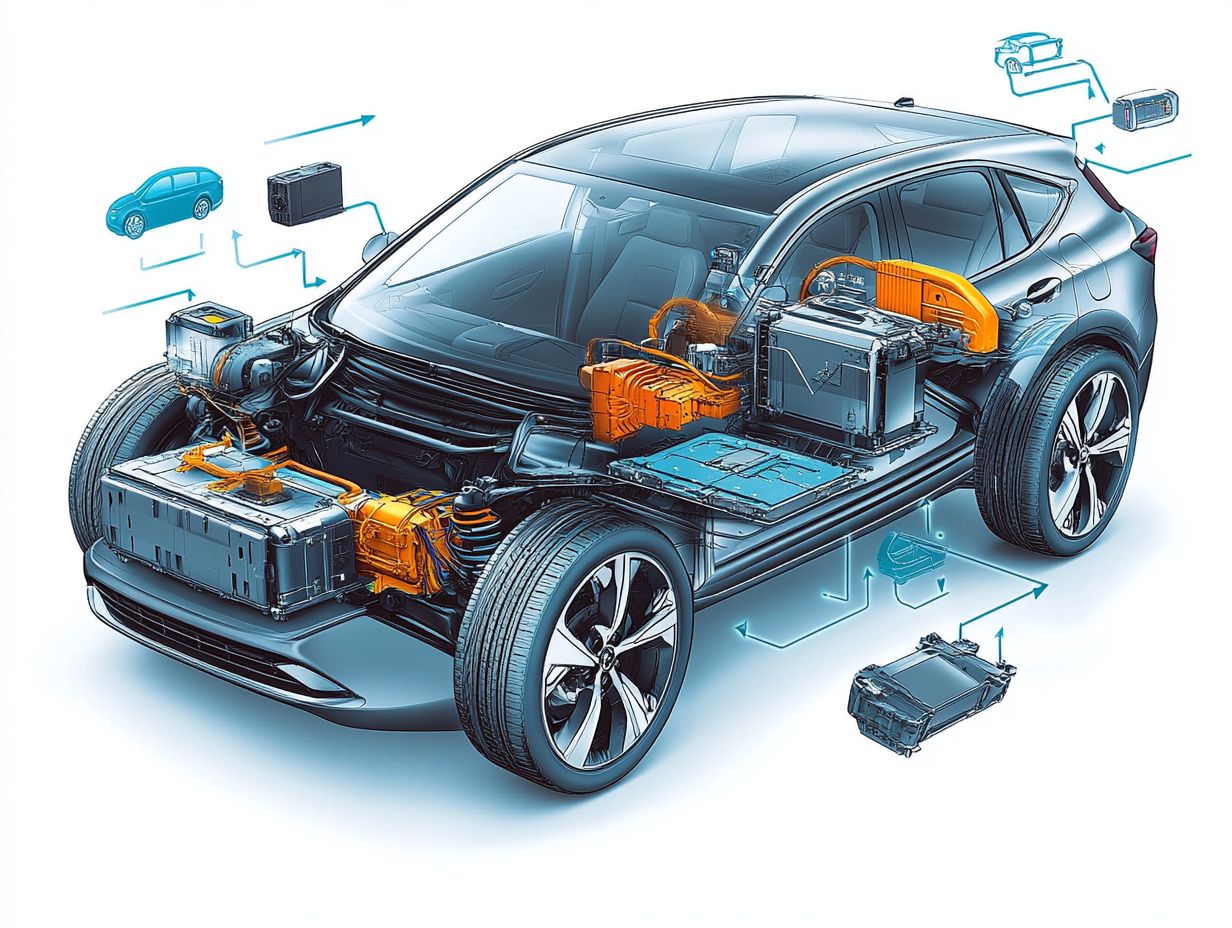 Diagram showing how regenerative braking improves energy efficiency in electric vehicles