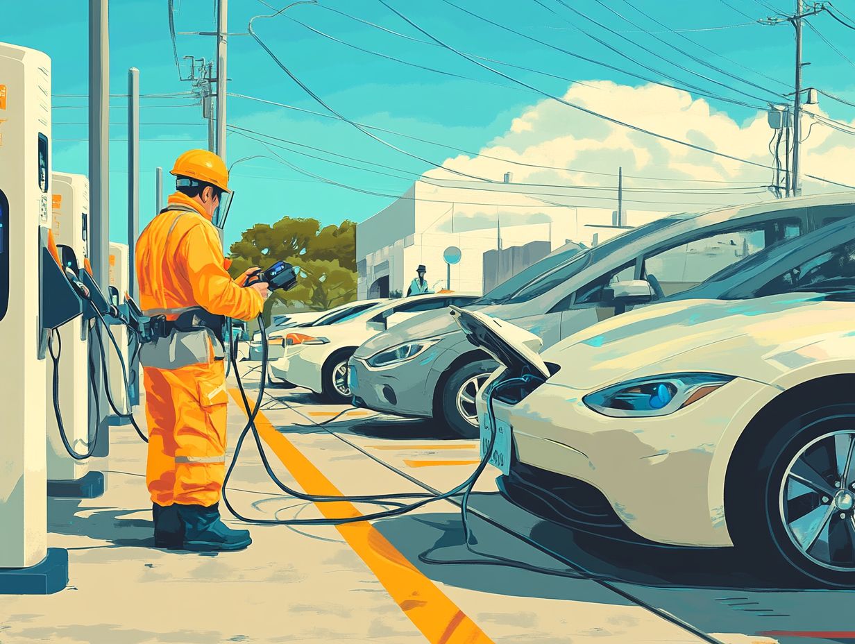 Illustration emphasizing the necessity for regular maintenance of EV charging stations.